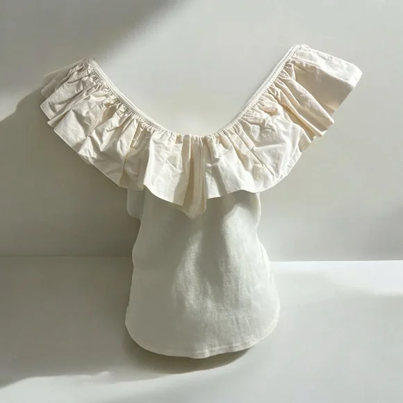 MAEVE ANTHROPOLOGIE RUFFLED V-NECK BLOUSE
TOP IVORY SIZE XL‎ - Picture 3 of 8